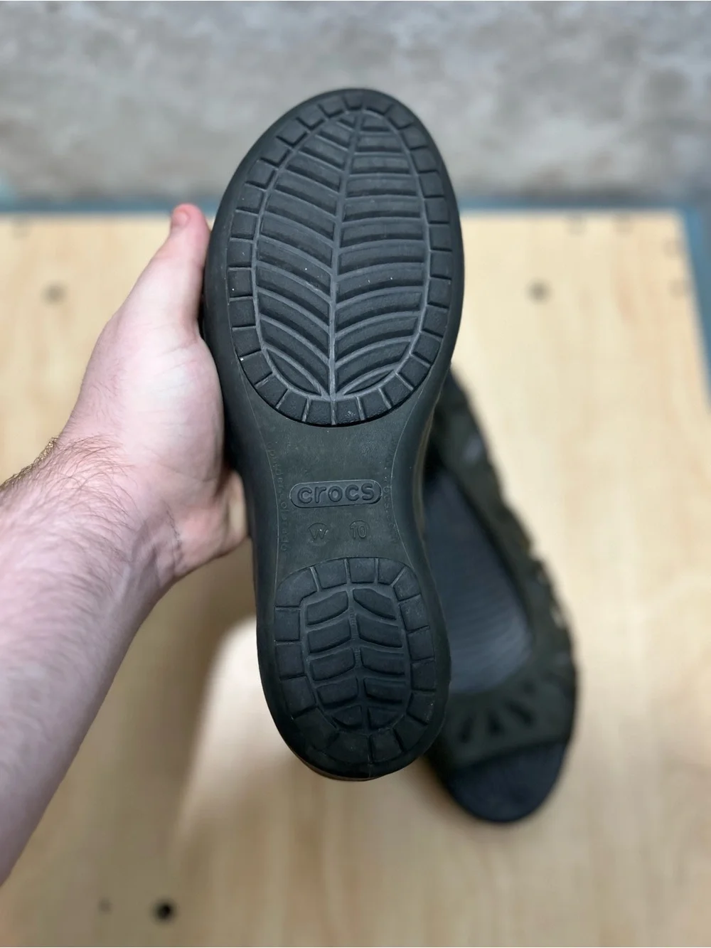 black Crocs Adrina III cutout jelly flats women’s size 10